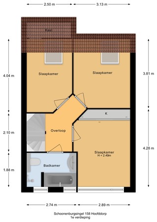 Plattegrond - Schoonenburgsingel 158, 2135 GE Hoofddorp - Schoonenburgsingel 158_1e verdieping.jpg